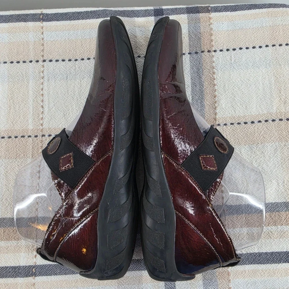 Rieker Antistress Womens Burgundy Patent Leather Mary Jane Flats Shoes Size 37 - Picture 6 of 11